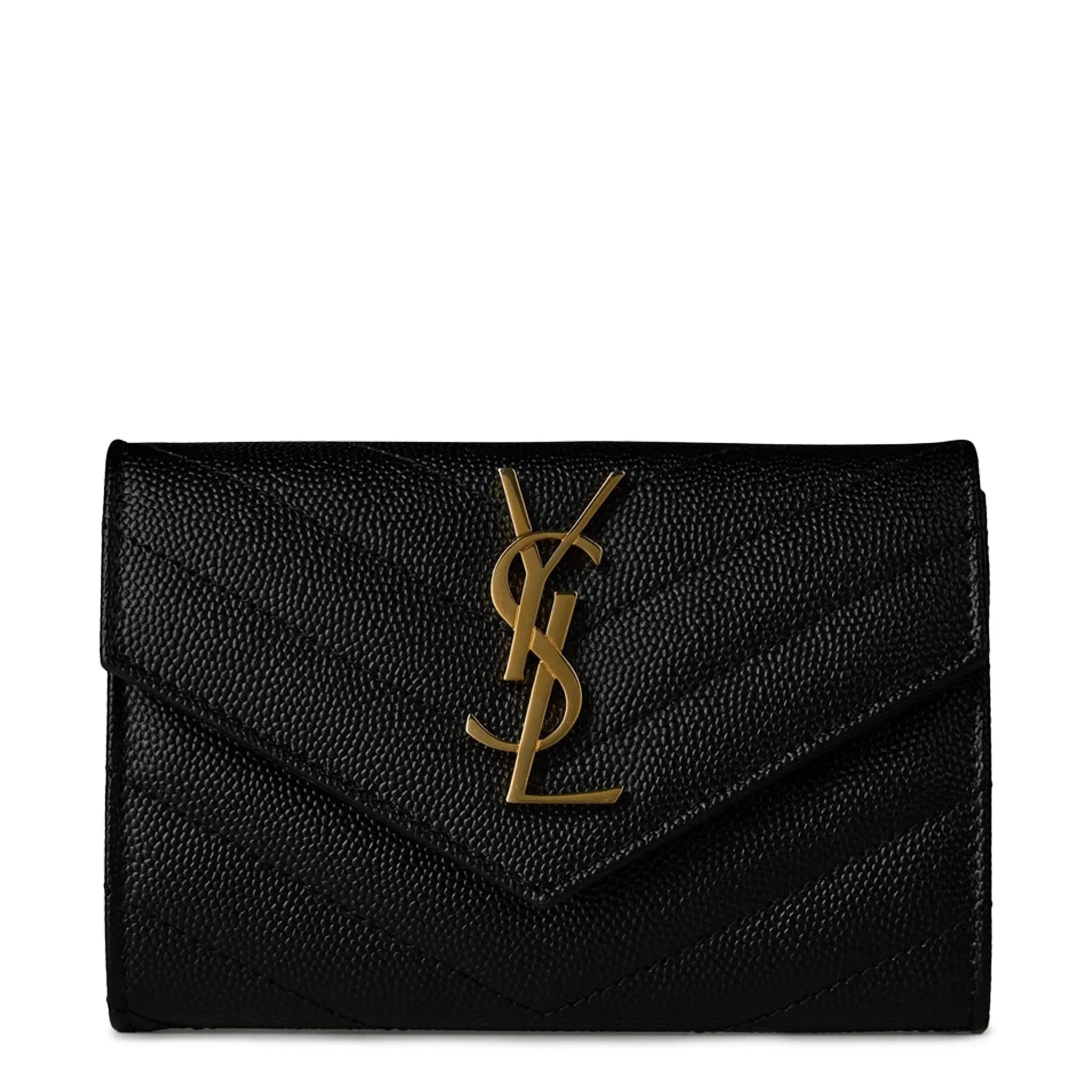 Front View of Saint Laurent Cassandre Matelasse Lambskin Small Envelope Wallet